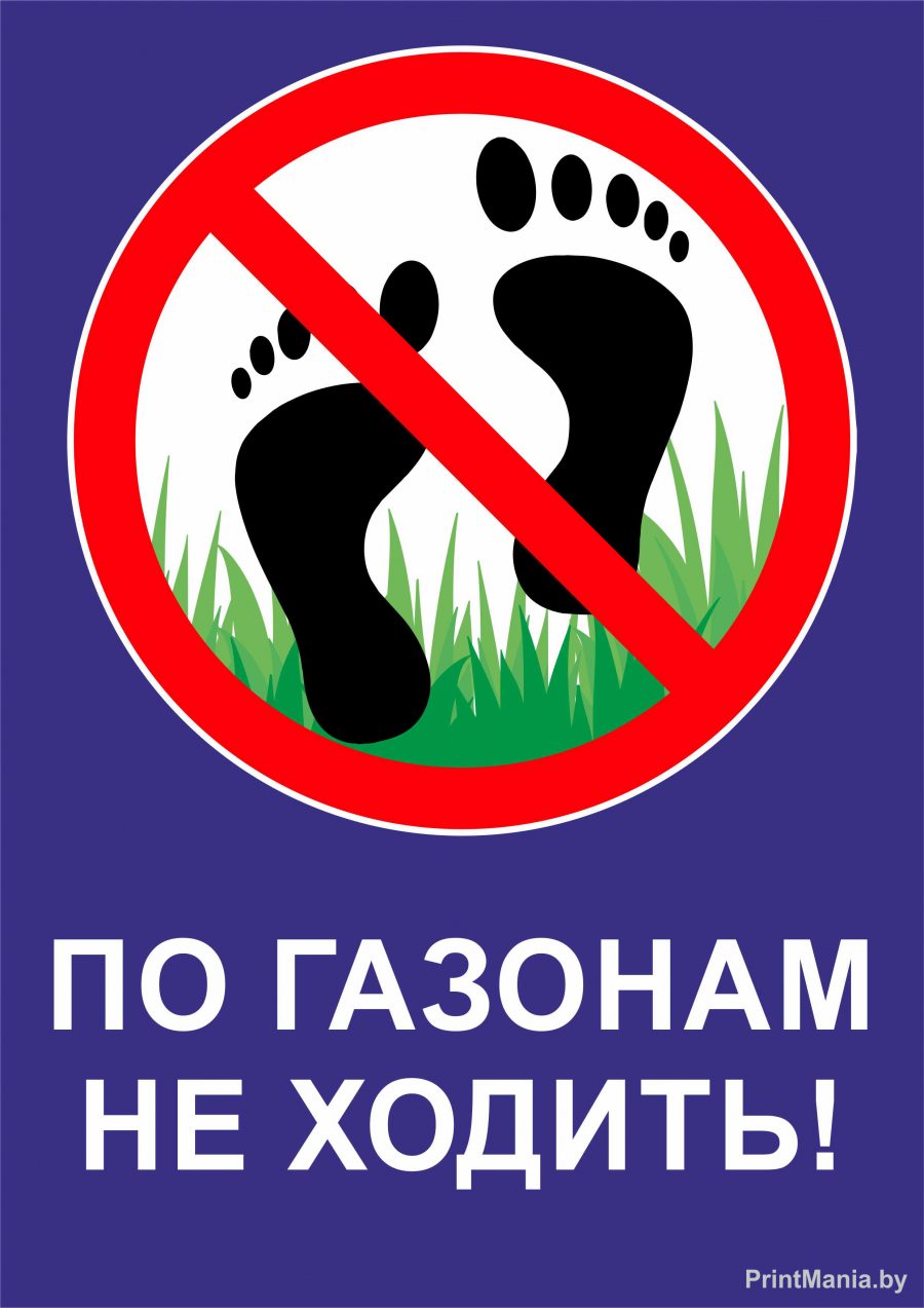 "По газонам не ходить" - синяя табличка