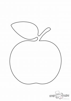 Яблоко с листочком — трафарет для распечатки и вырезания