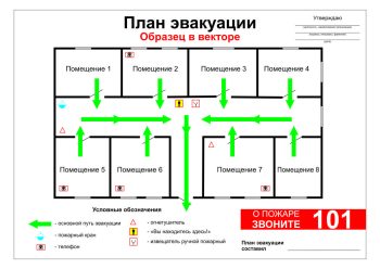План эвакуации при пожаре — готовый образец бесплатно